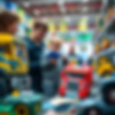 Informed Choices for Parents and Collectors Parents and collectors comparing toy truck options in a store