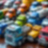 Diverse Selection of Toy Trucks A variety of toy trucks showcasing different brands and designs