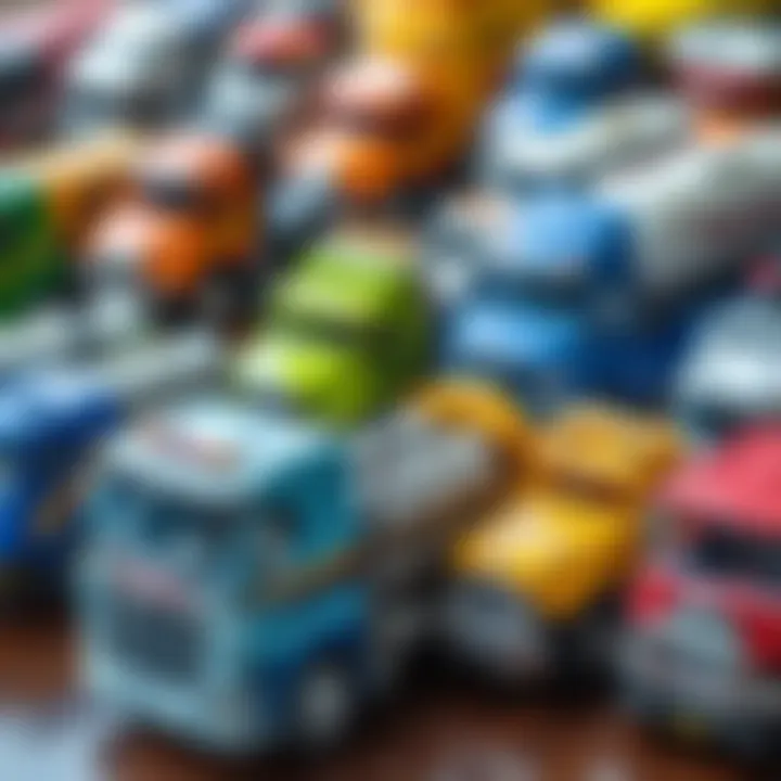 Diverse Selection of Toy Trucks A variety of toy trucks showcasing different brands and designs