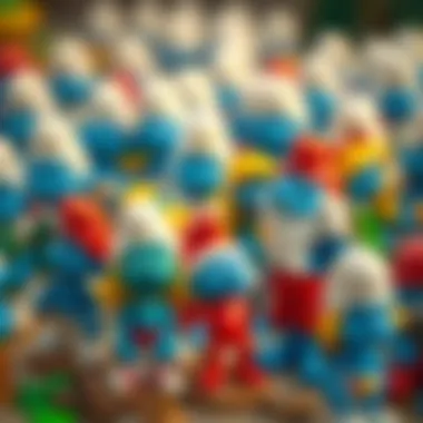 Historical Overview of Smurfs Figures An organized display of Smurfs figures highlighting their history