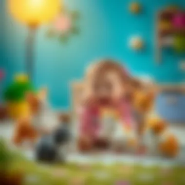 Joyful Playtime with Sylvanian Families Cats A joyful child playing with Sylvanian Families cats