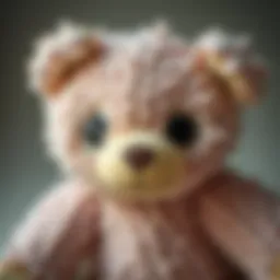 A beautifully designed plush bear showcasing its intricate stitching and fabric texture.