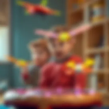 Children with Interactive Flying Toys Children engaging with interactive flying toys