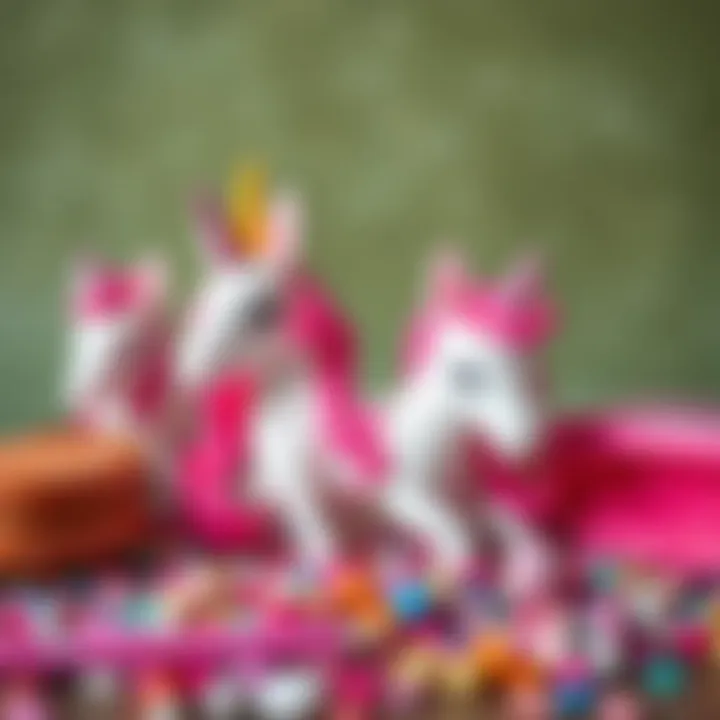 Different materials used in unicorn pencil cases displayed together