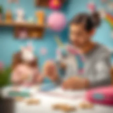 A parent selecting a unicorn pencil case for their child