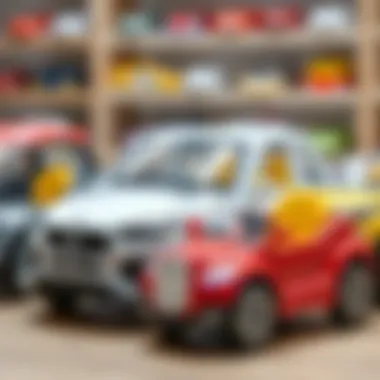 Different models of electric cars for children displayed together