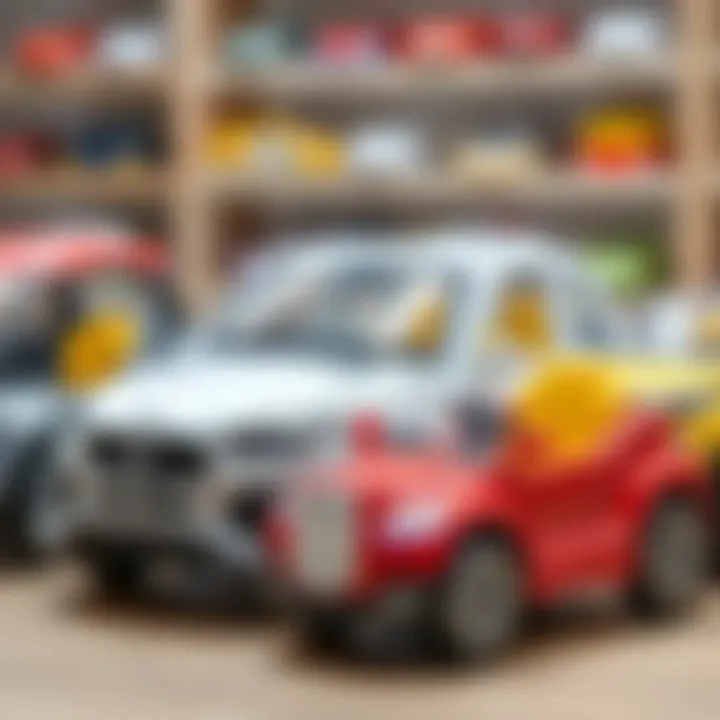 Different models of electric cars for children displayed together