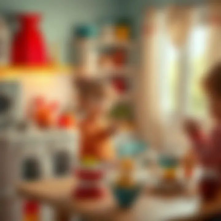 Imagination in the Kitchen Children engaging in imaginative play with toy kitchen sets